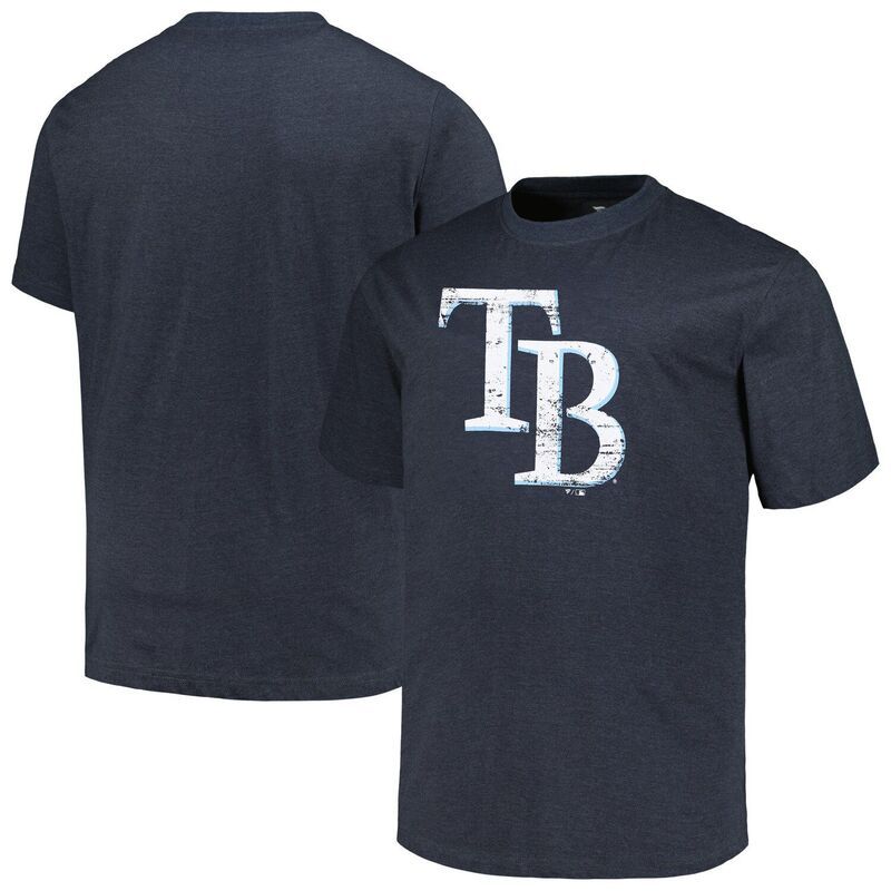 プロファイル メンズ トップス Tシャツ トール ロゴ Mens Profile Heather Navy Tampa Bay Rays Big Tall Weathered Logo TShirt Ray Navy ネイビー