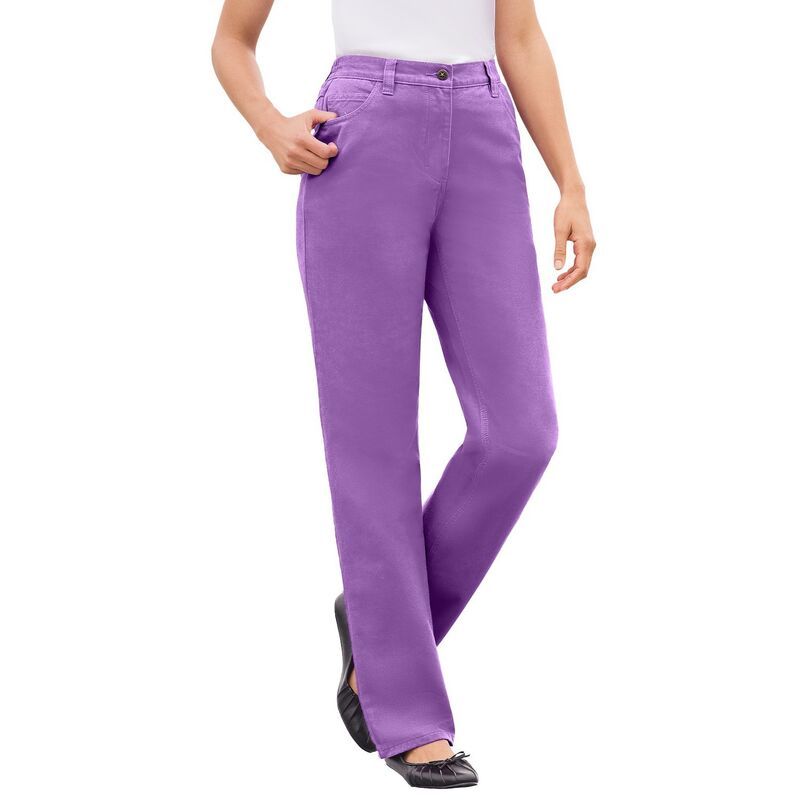 ウーマン ウィズイン レディース ボトムス デニムパンツ プラスサイズ プチ コットン ジーンズ Woman Within Plusize Petite Perfect AllCotton BackElastic Denim Jeans Pretty Viol