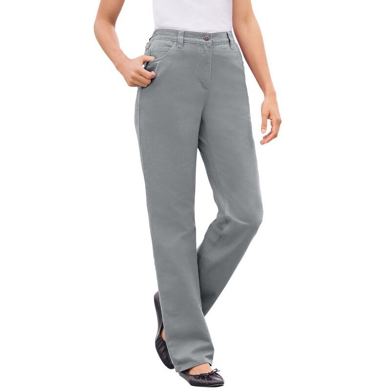 ウーマン ウィズイン レディース ボトムス デニムパンツ プラスサイズ プチ コットン ジーンズ Woman Within Plusize Petite Perfect AllCotton BackElastic Denim Jeans Gunmetal ガン