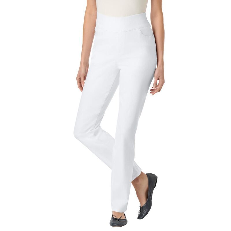 ウーマン ウィズイン レディース ボトムス デニムパンツ プラスサイズ トール Woman Within Womens Plusize Tall Flexfit Pullon Straightleg Jean White ホワイト