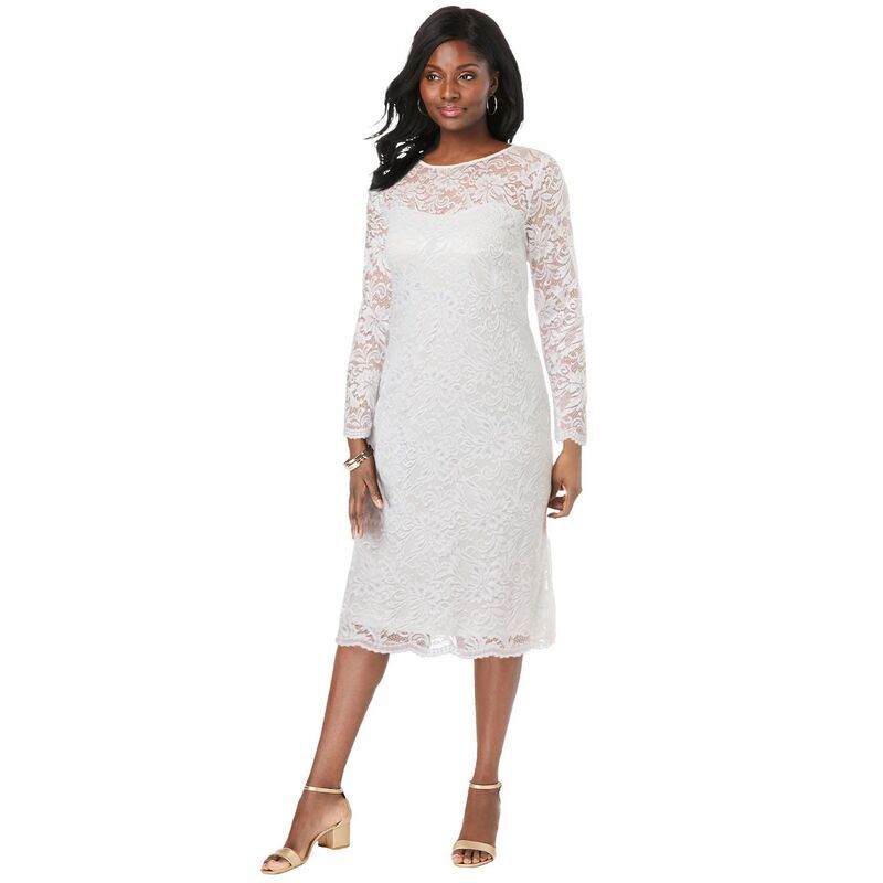 ジェシカロンドン レディース トップス ワンピース プラスサイズ レース Jessica London Womens Plusize Stretch Lace Shift Dress White ホワイト