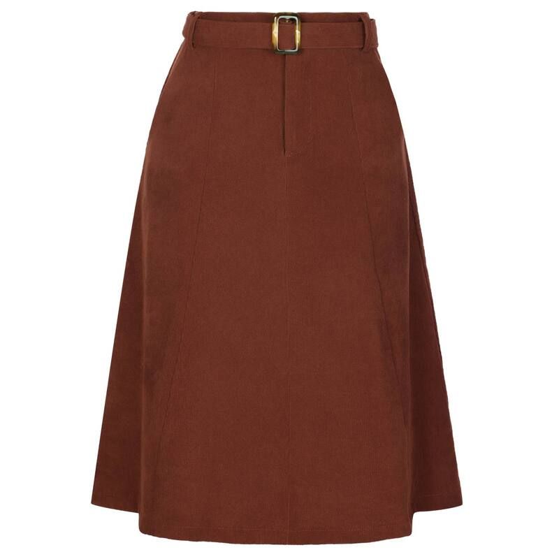 アレグラ ケー レディース ボトムスカート コーデュロイ A ライン ハイウエスト ミディ ALLEGRA K Womens High Waist Elastic Back ALine Belted Midi Corduroy Skirt with Pocke