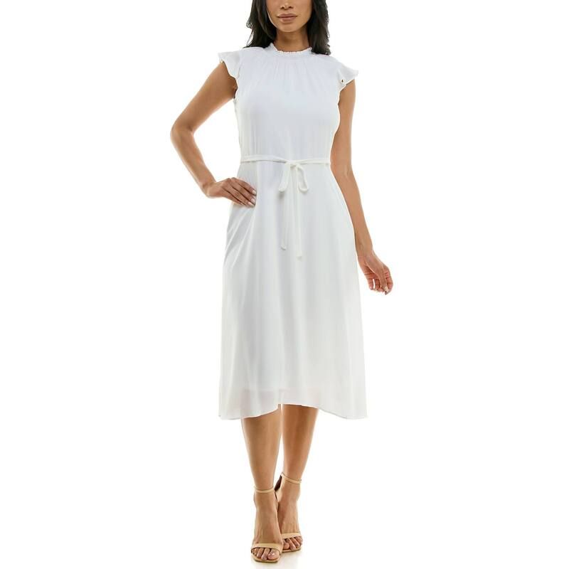 ニナレオナルド レディース トップス ワンピース モックネック シフォン Womens Nina Leonard Mockneck Chiffon Dress Ivory アイボリー