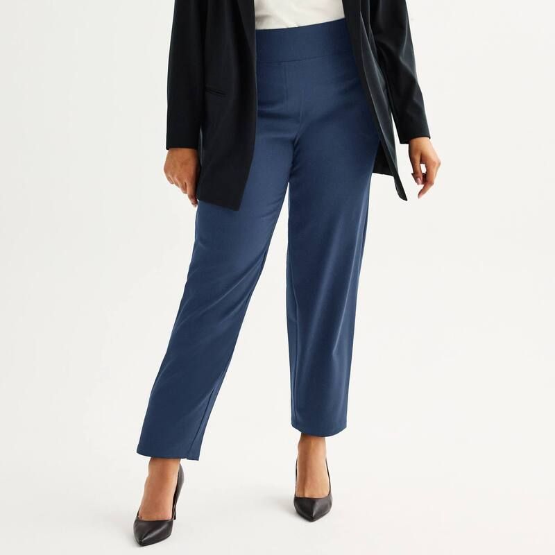 ナインウェスト レディース ボトムス カジュアルパンツ プラスサイズ アンクル Plusize Nine West PullOn Straight Ankle Pants Resolute Blue ブルー