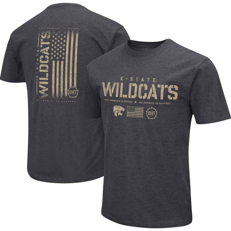 コロシアム メンズ トップス Tシャツ トール Mens Colosseum Heather Blackansastate Wildcats Big Tall OHT Military Appreciation Playbook TShirt Kst Char