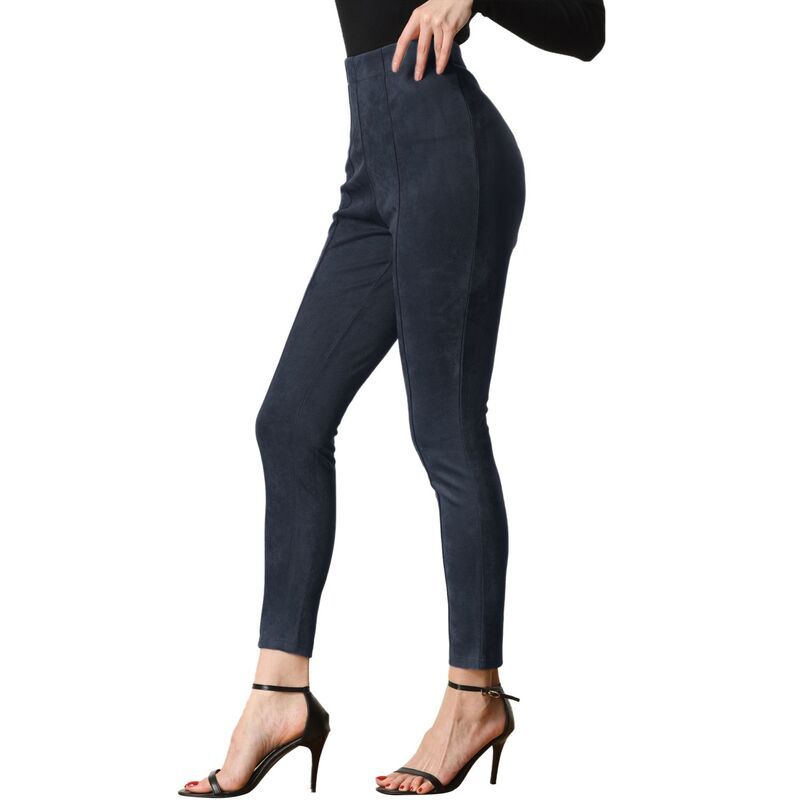 アレグラ ケー レディース ボトムス カジュアルパンツ ベルベット ALLEGRA K Womens Velvet Elastic Waist Side Zipper Narrow Leg Casual Pants Navy Blue ネイビー