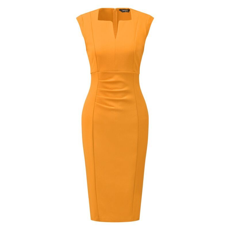 アレグラ ケー レディース トップス ワンピース Vネック ノースリーブ ALLEGRA K Womensheath Dress V Neck Sleeveless Elegant Office Dresses Yellow イエロー 12,586円