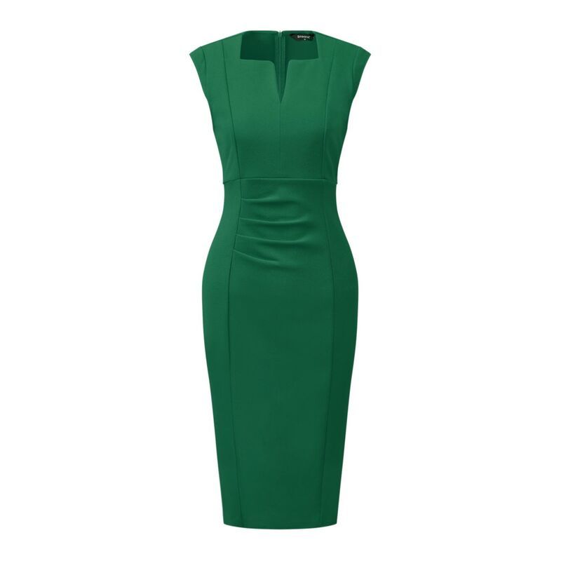 アレグラ ケー レディース トップス ワンピース Vネック ノースリーブ ALLEGRA K Womensheath Dress V Neck Sleeveless Elegant Office Dresses Dark Green グリーン