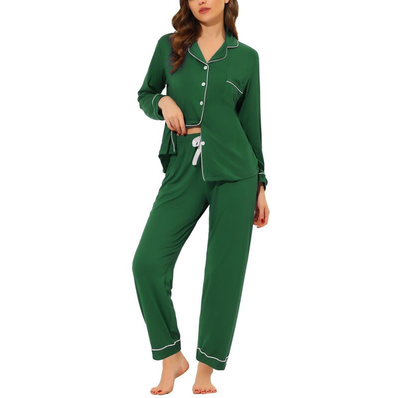 cheibear レディース アンダーウェア ナイトウェア シャツ cheibear Womens Pajama Sleep Shirt Nightwear Sleepwear Lounge Modal Pj Sets Green グリーン
