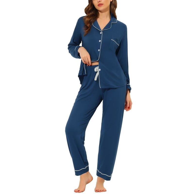 cheibear レディース アンダーウェア ナイトウェア シャツ cheibear Womens Pajama Sleep Shirt Nightwear Sleepwear Lounge Modal Pj Sets Blue ブルー 14,415円