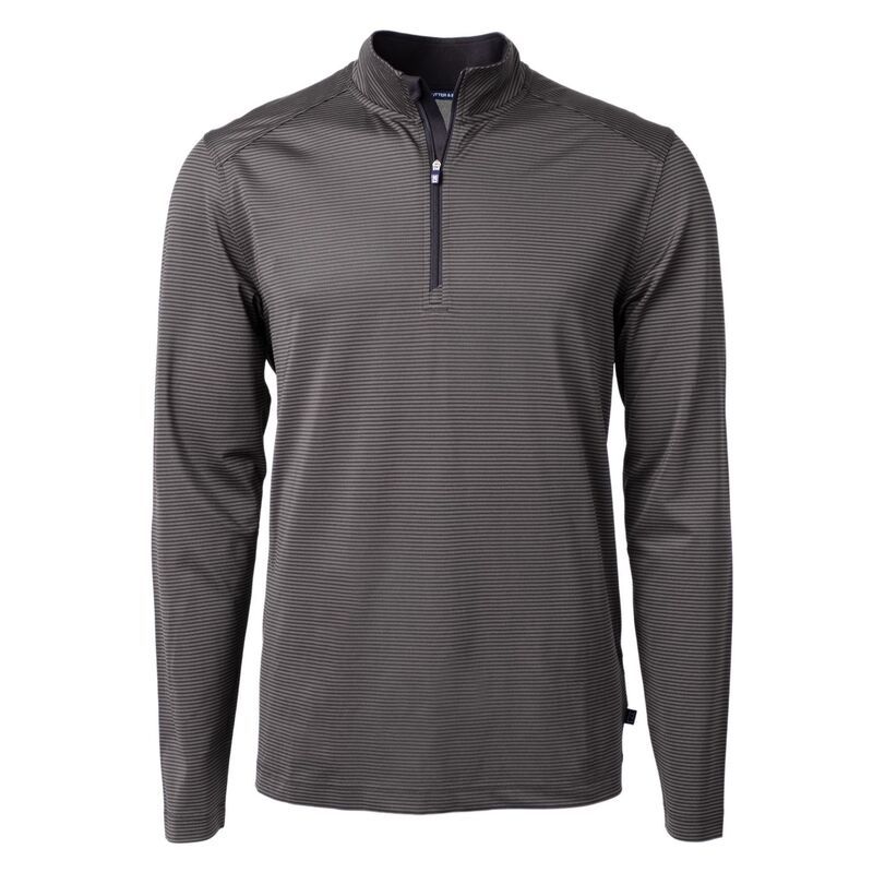 カッターアンドバック メンズ アウター ジャケット・ブルゾン ハーフジップ トール Cutter Buck Virtueco Pique Micro Stripe Recycled Mens Big Tall Quarter Zip Black ブラック
