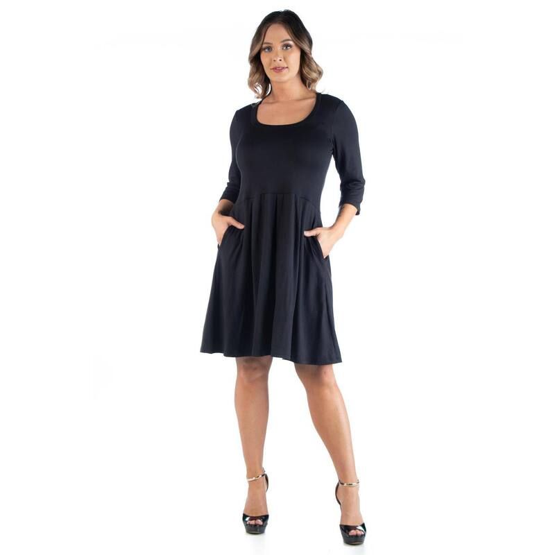 24 セブンコンフォート レディース トップス ワンピース プラスサイズ Plusize 24Seven Comfort Apparel Fit and Flare Dress Black ブラック