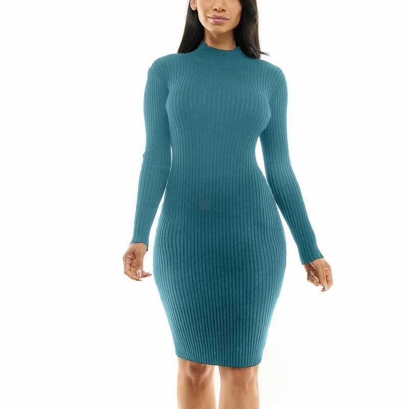 ニナレオナルド レディース トップス ワンピース セーター Womens Nina Leonard Striped Sweater Dress Blue Lagoon ブルー
