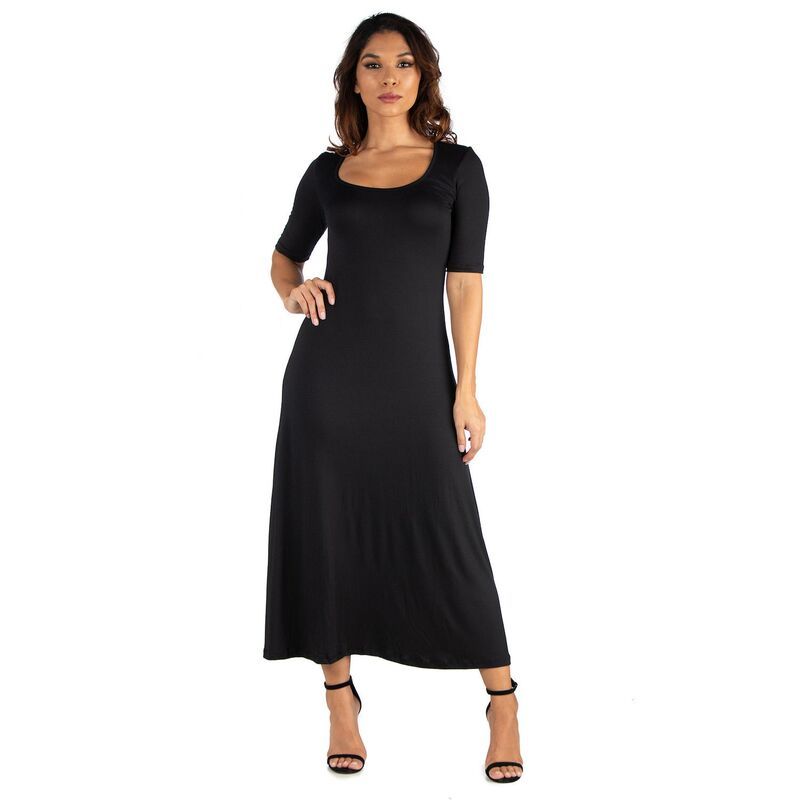 24 セブンコンフォート レディース トップス ワンピース マキシ Womens 24seven Comfort Apparel Scoopneck Maxi Dress Black ブラック