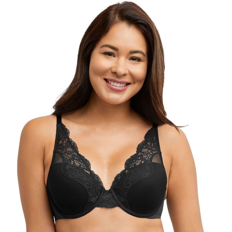 バリ レディース アンダーウェア ブラジャー レース Bali One Smooth U Comfort Stretch Lace Underwire Bra DF0084 Black ブラック