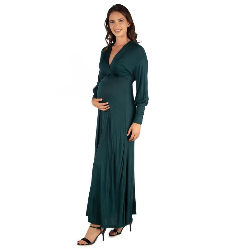 24 セブンコンフォート レディース トップス ワンピース Vネック マタニティ マキシ Maternity 24Seven Comfort Apparel VNeck Long Sleeve Maxi Dress Green グリーン