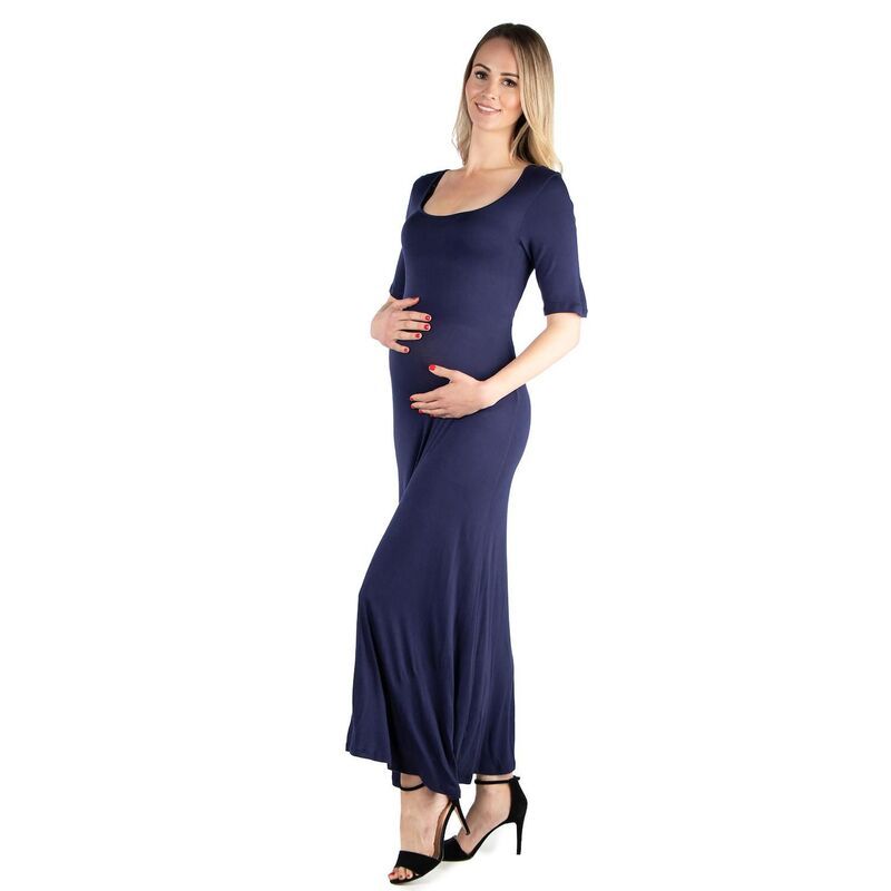 24 セブンコンフォート レディース トップス ワンピース マタニティ マキシ Maternity 24Seven Comfort Apparel Casual Maxi Dress Blue ブルー