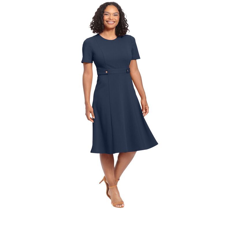 ロンドンタイムス レディース トップス ワンピース Womens London Timesolid Side Tab Fit Flare Dress Navy ネイビー