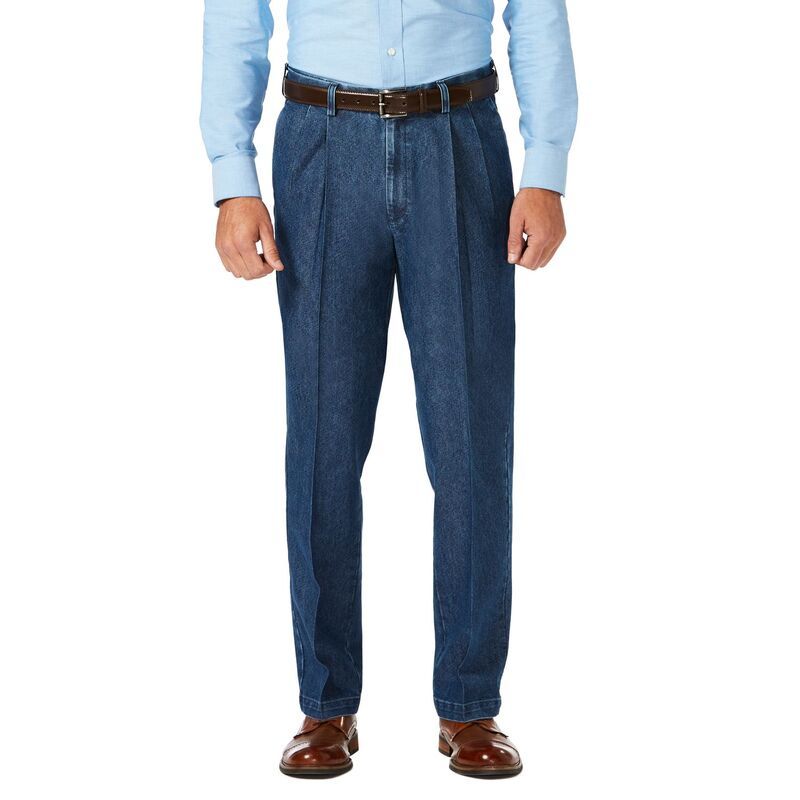 ハガー メンズ ボトムス カジュアルパンツ プリーツ ジーンズ Mens Haggar ClassicFit Stretch ExpandableWaist Pleated Jeans Medium Wash