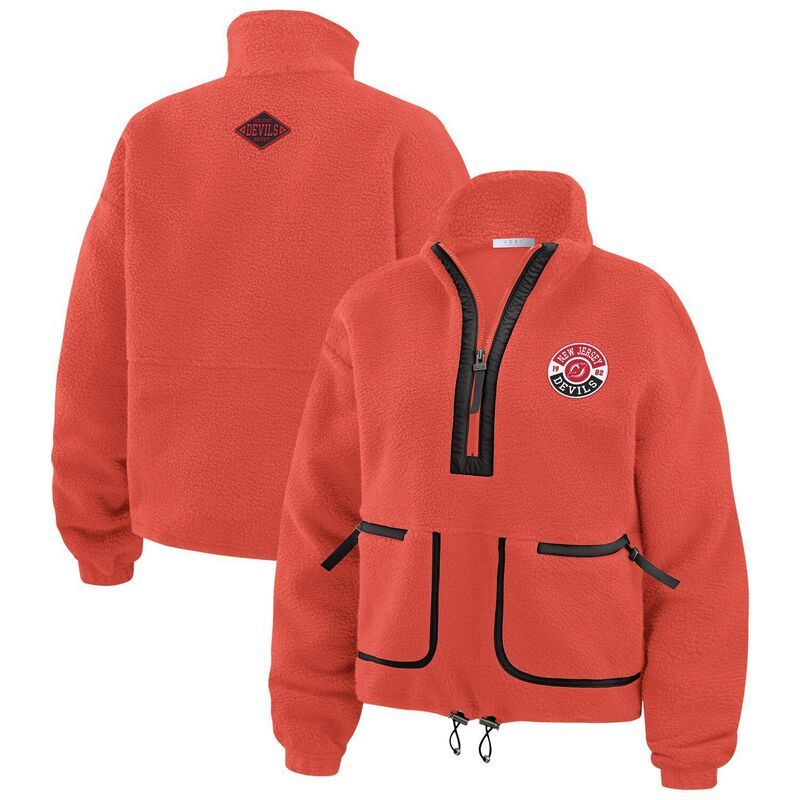 ウェア バイ エリン アンドルーズ レディース トップス Tシャツ ジャージー フリース ジャケット Womens WEAR by Erin Andrews Red New Jersey Devils Polar Fleece HalfZip Jacket N