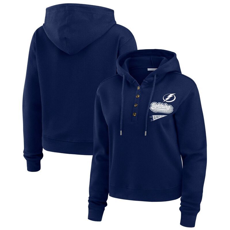 ウェア バイ エリン アンドルーズ レディース トップス Tシャツ ニット パーカー Womens WEAR by Erin Andrews Blue Tampa Bay Lightning WaffleKnit Pullover Hoodie Lgh Blu