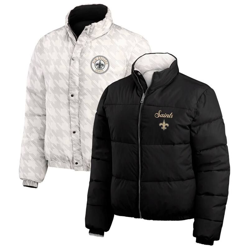 ウェア バイ エリン アンドルーズ レディース アウター ジャケット・ブルゾン クロップド Womens WEAR by Erin Andrews BlackWhite New Orleansaints Reversible Cropped FullZipuf