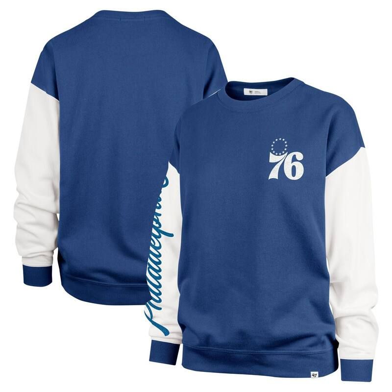 フォーティセブンブランド レディース トップス Tシャツ スウェット 47 Brand Womens 47 Royal Philadelphia 76ers Rise Andie Oversized Pullover Sweatshirt 76r Blue ブ