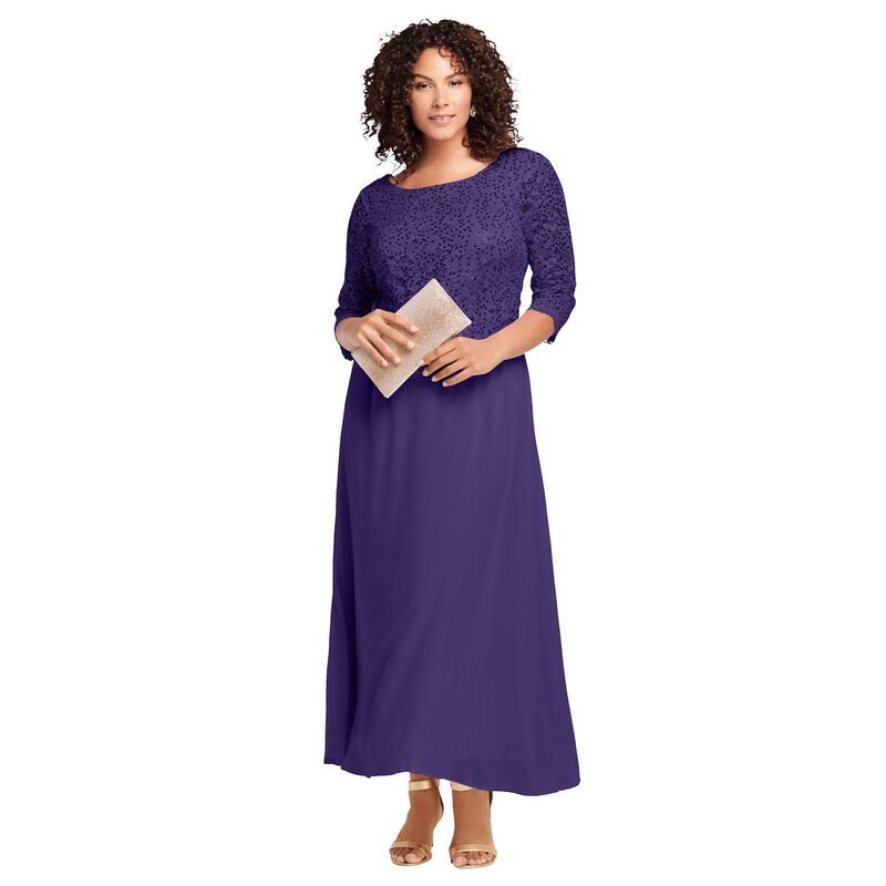ロアマンズ レディース トップス ワンピース プラスサイズ プチ レース Roamans Womens Plusize Petite Lace Popover Dress Midnight Violet バイオレット