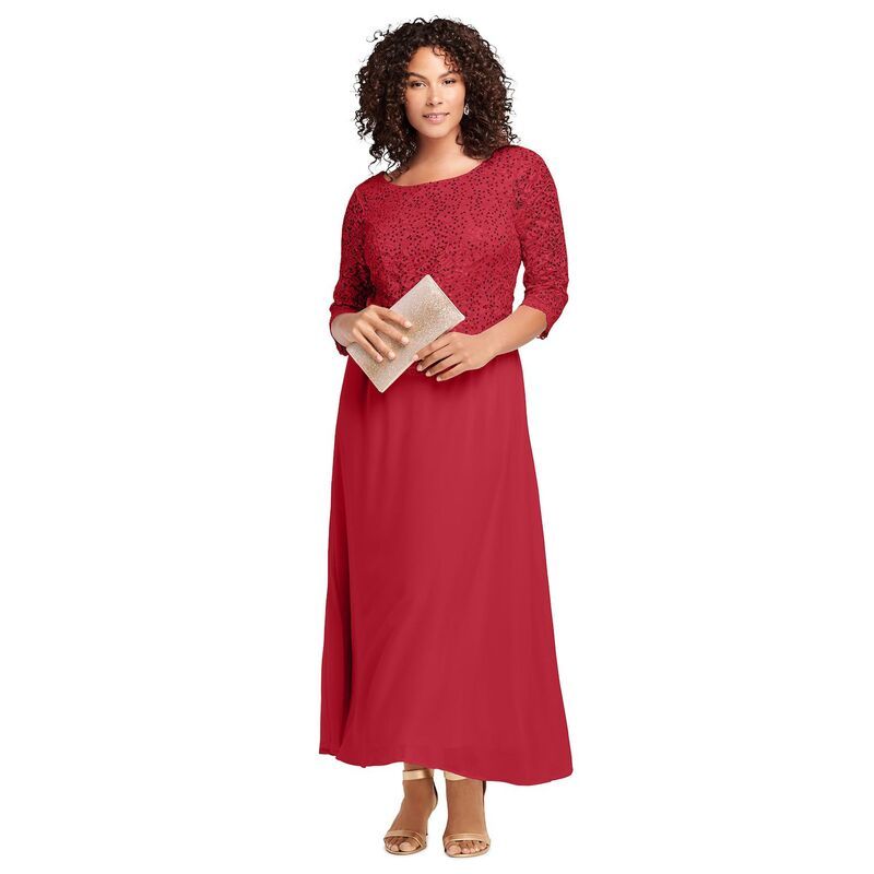 ロアマンズ レディース トップス ワンピース プラスサイズ プチ レース Roamans Womens Plusize Petite Lace Popover Dress Classic Red レッド