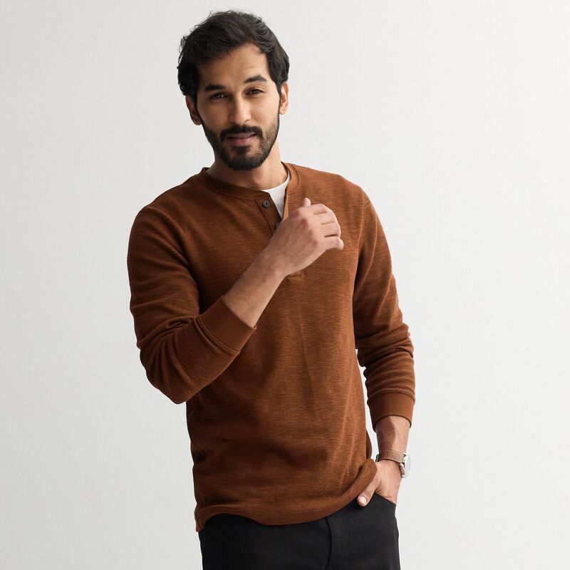 ソノマ メンズ トップス Tシャツ Mensonoma Goods For Life Long Sleeve Textured Henley Tee Rustexture ラスト