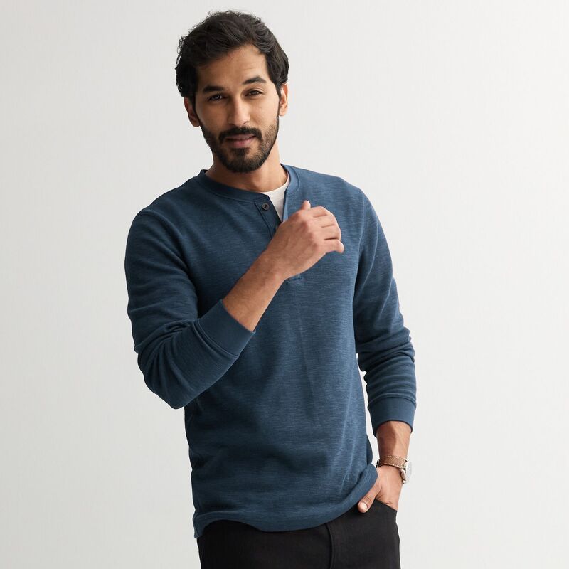 ソノマ メンズ トップス Tシャツ Mensonoma Goods For Life Long Sleeve Textured Henley Tee Navy Texture ネイビー