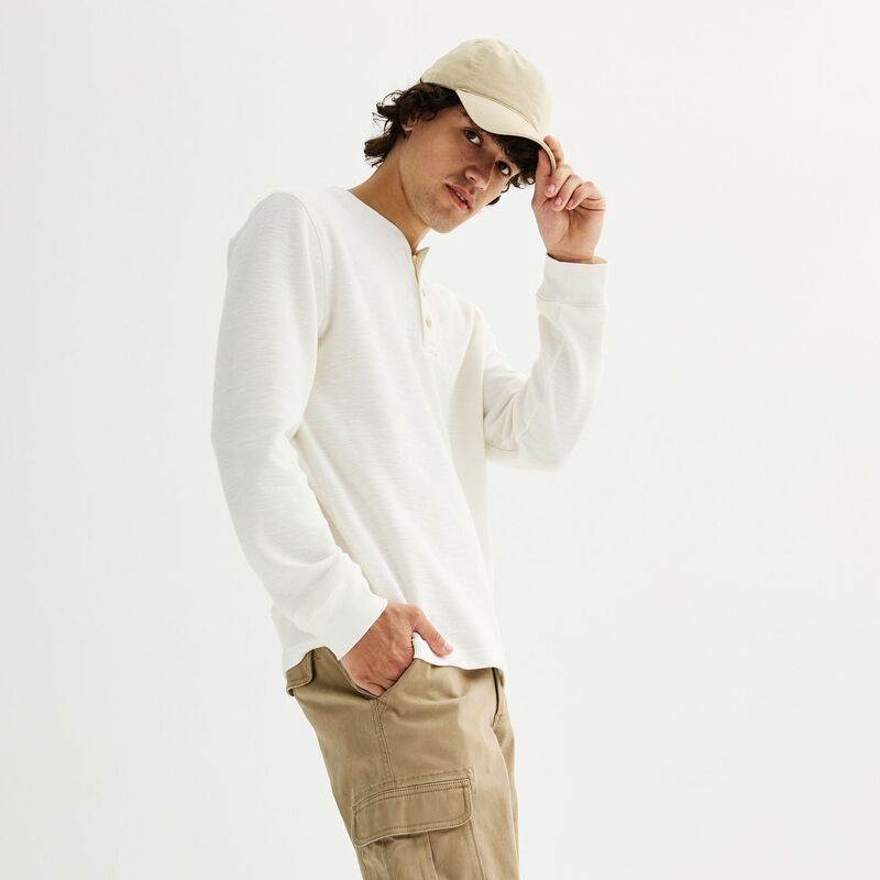 ソノマ メンズ トップス Tシャツ Mensonoma Goods For Life Long Sleeve Textured Henley Tee Ivory アイボリー