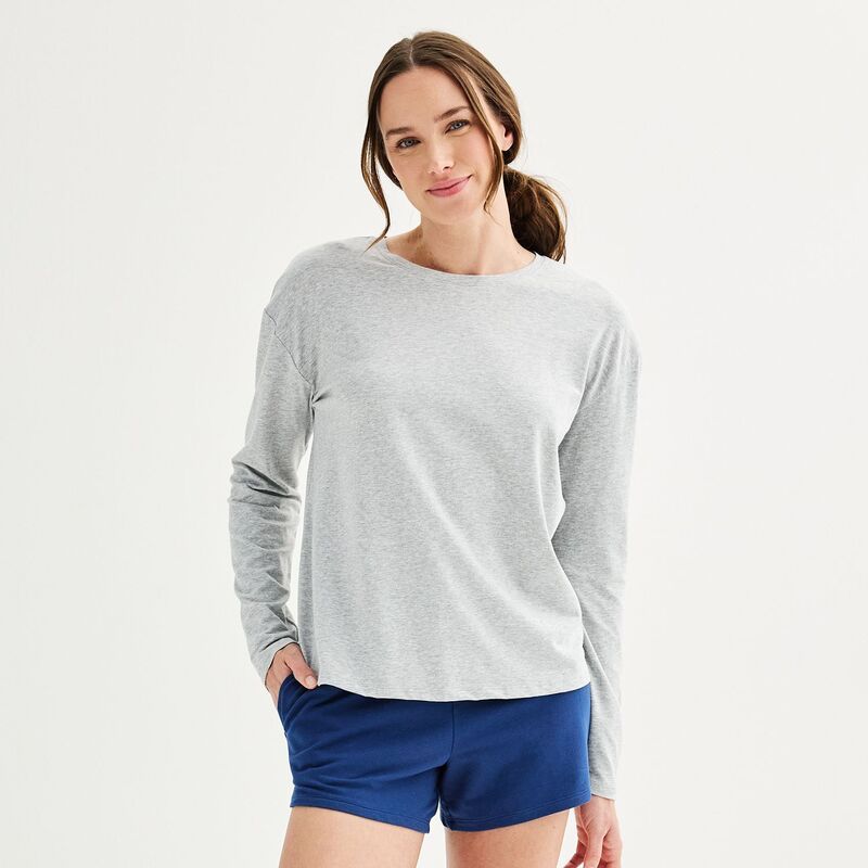 ソノマ レディース アンダーウェア ナイトウェア Tシャツ Womensonoma Goods For Life DropShoulder Long Sleeve Sleep Tee Medium Cumulus Heather ヘザー