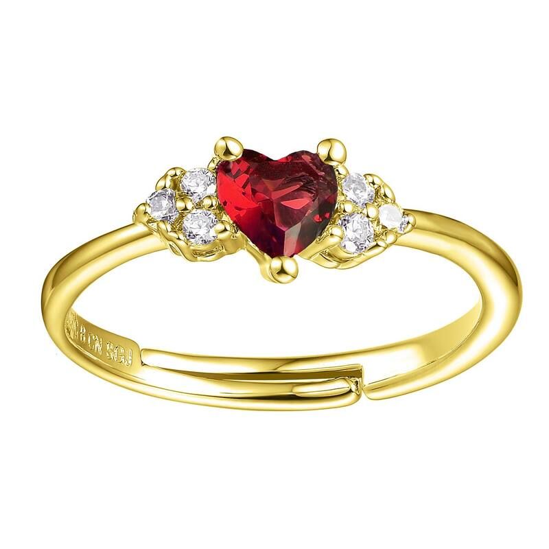 アンブランデッド レディース アクセサリー リング Unbranded 14k Gold Over Silveruby Red White Cubic Zirconia Diamond Accent Heart Cluster Promise Ringold