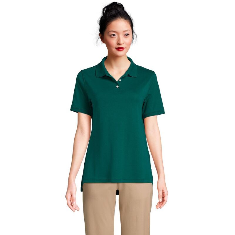 ランズエンド レディース トップス Tシャツ ポロシャツ Womens Lands End School Uniform Classic Short Sleeve Interlock Polo Top Evergreen