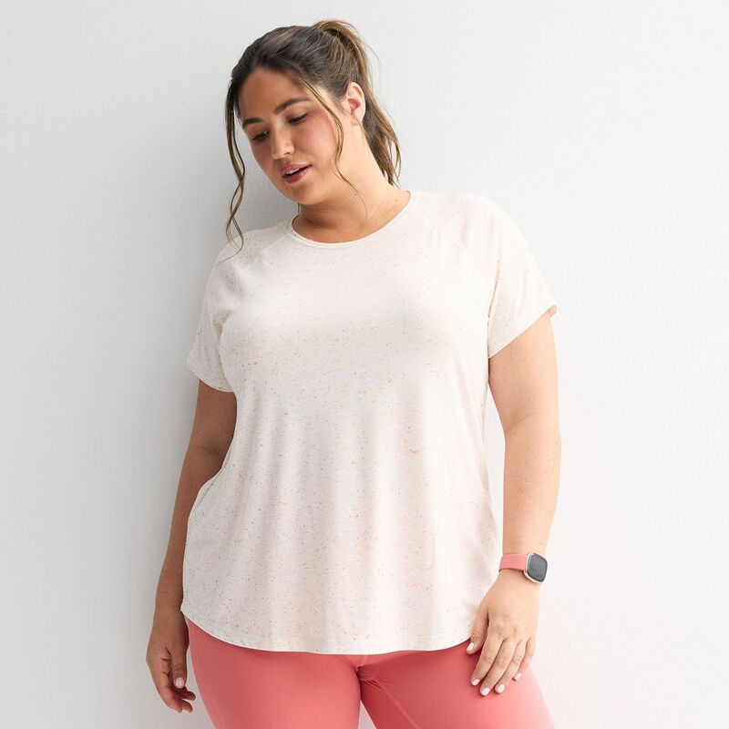 Tek Gear レディース トップス Tシャツ プラスサイズ Plusize Tek Gear Essential Core Raglan Tee Ivory Tusk Speckle アイボリー
