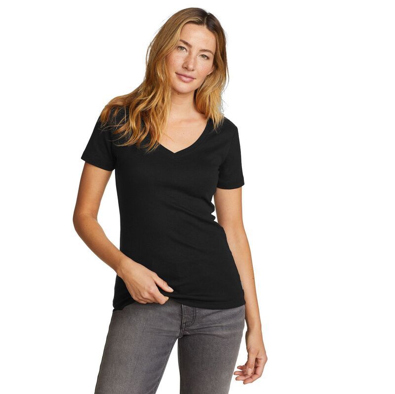 エディー バウアー レディース トップス Tシャツ Womens Eddie Bauer Favorite Solid Tee Black ブラック