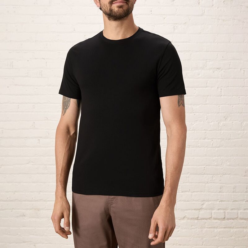 パクト メンズ トップス Tシャツ クルーネック ジャージー Pact Luxe Stretch Jersey Slim Crew Neck Tee Black ブラック