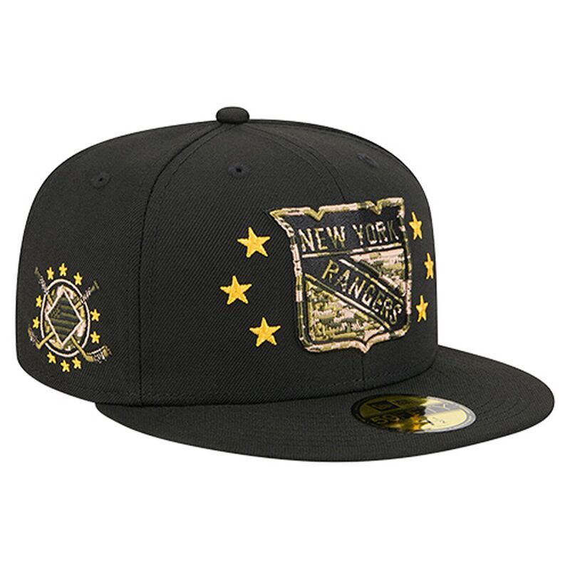 ニューエラ メンズ アクセサリー 帽子 Mens New Era Black New York Rangers Military Appreciation Digital Camo Stars 59FIFTY Fitted Hat Ran Black ブラック