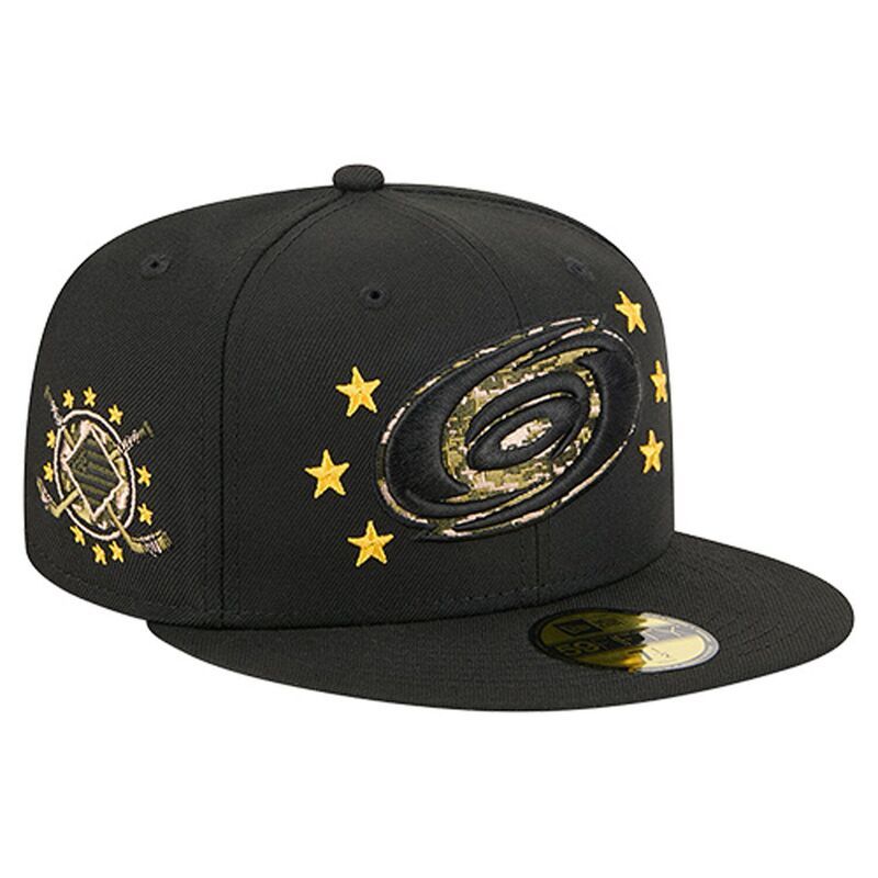 ニューエラ メンズ アクセサリー 帽子 Mens New Era Black Carolina Hurricanes Military Appreciation Digital Camo Stars 59FIFTY Fitted Hat Hur Black ブ