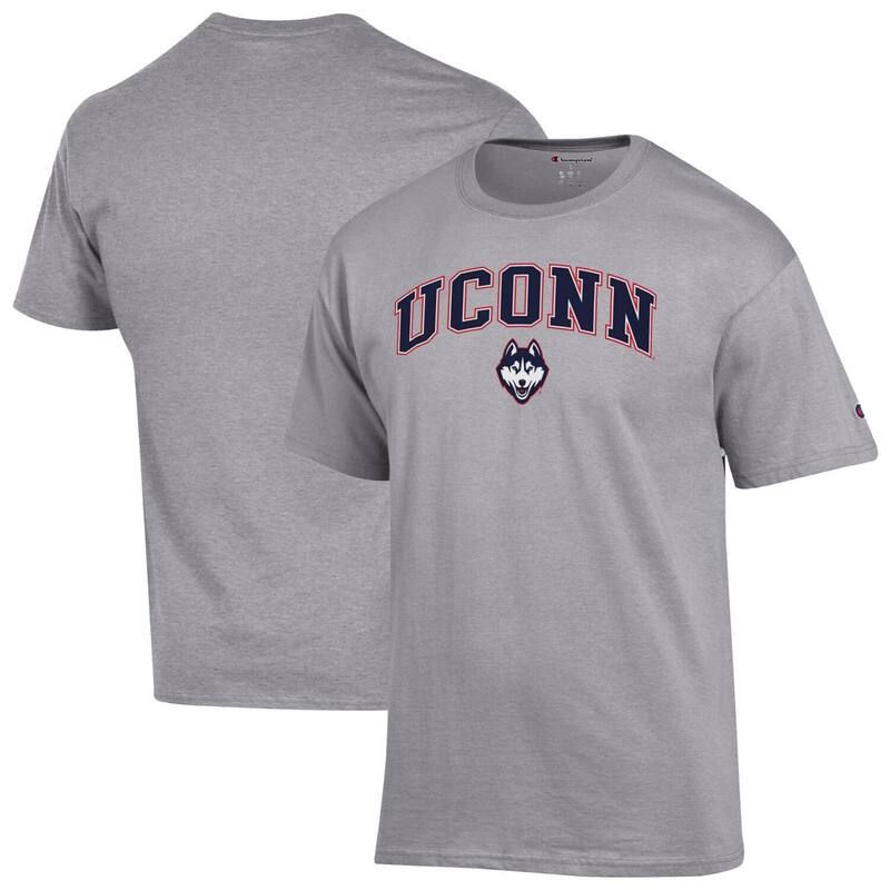 チャンピオン メンズ トップス Tシャツ ロゴ MensChampion Heather Gray UConn Huskies Arched Logo TShirt Con Grey グレー