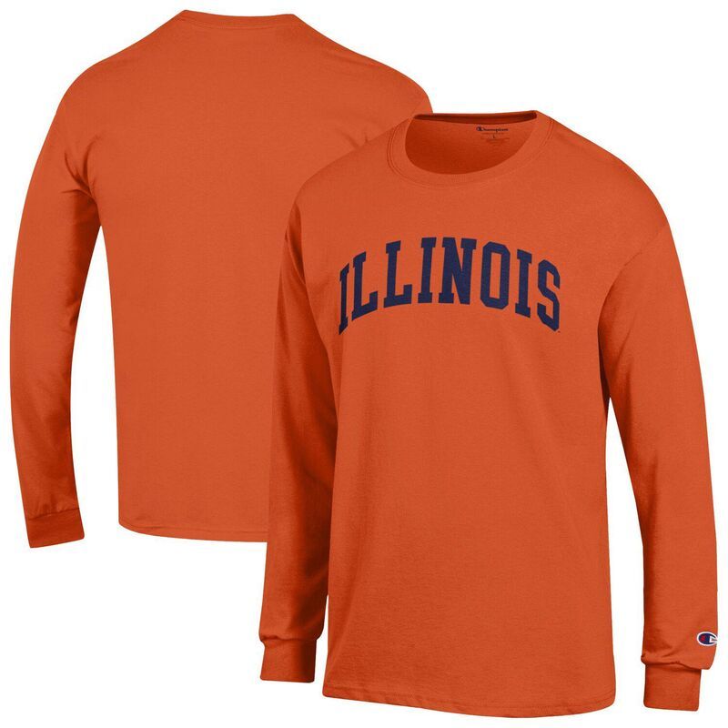チャンピオン メンズ トップス Tシャツ Mens Champion Orange Illinois Fighting Illini Basic Arch Long Sleeve TShirt Ill Orange オレンジ
