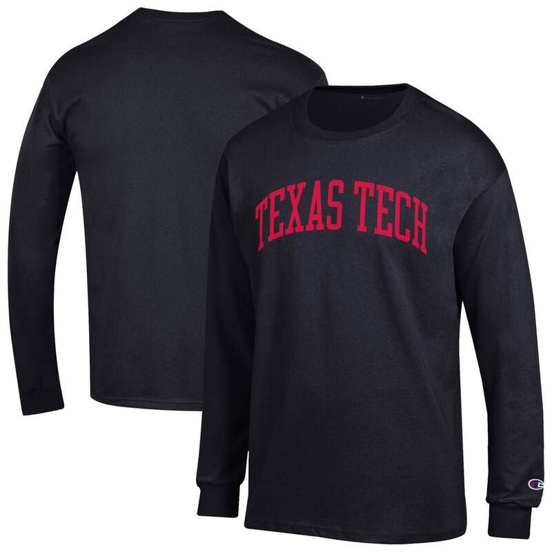 チャンピオン メンズ トップス Tシャツ Mens Champion Black Texas Tech Red Raiders Basic Arch Long Sleeve TShirtxt Black ブラック