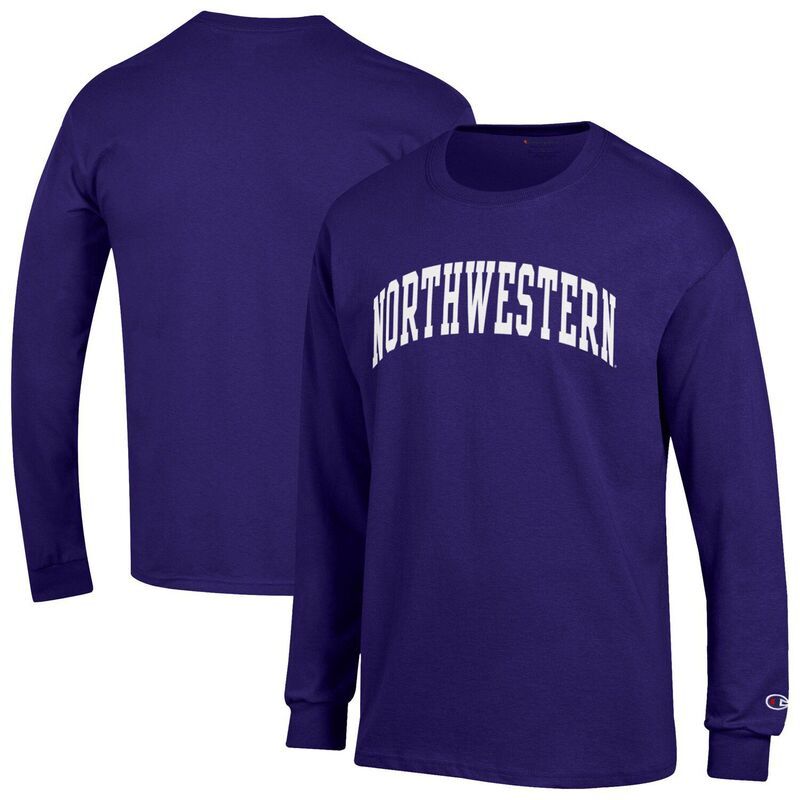 チャンピオン メンズ トップス Tシャツ Mens Champion Purple Northwestern Wildcats Basic Arch Long Sleeve TShirt Nwt Purple パープル