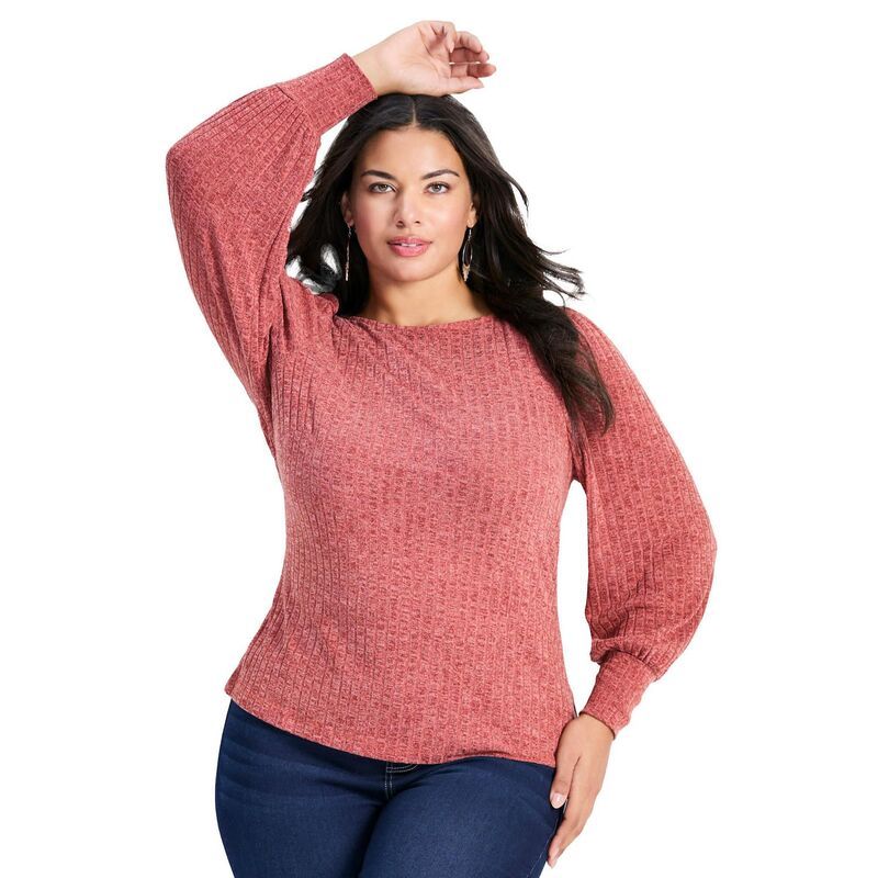 アベニュー レディース トップス Tシャツ プラスサイズ ニット Avenue Womens Plusize Jessica Rib Hacci Knitop Rustic