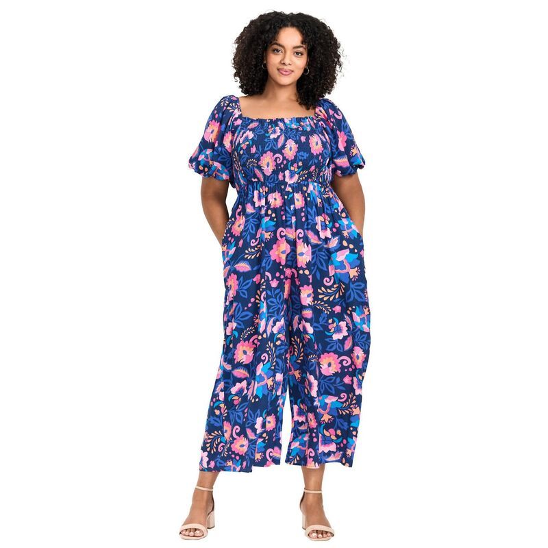 アベニュー レディース トップス ワンピース プラスサイズ プリント ジャンプスーツ Avenue Womens Plusize Annabelle Print Jumpsuit Floral Odyssey