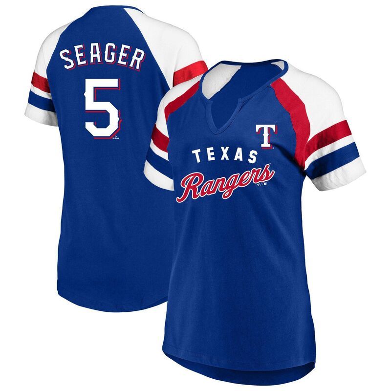 プロファイル レディース トップス Tシャツ プラスサイズ WomensProfile Corey Seageroyal Texas Rangers Plusize Name Numberaglan TShirt Rgr Blue ブルー