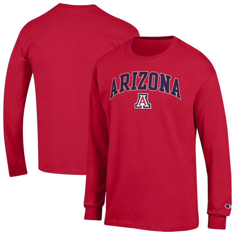 チャンピオン メンズ トップス Tシャツ ロゴ MensChampion Red Arizona Wildcats Arch Over Logo Long Sleeve TShirt Arz Red レッド