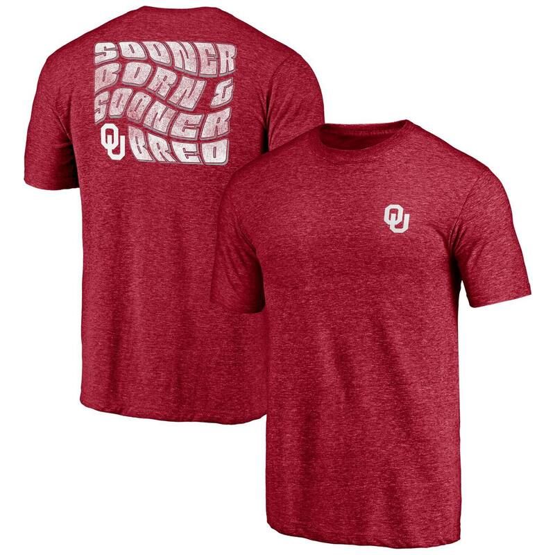 アンブランデッド メンズ トップス Tシャツ ロゴ Unbranded Mens Crimson Oklahoma Sooners Wavy Logo TriBlend TShirt Okl Red レッド