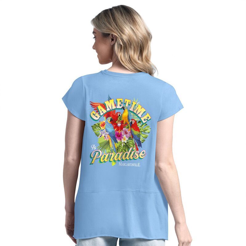 マルガリータビル レディース トップス Tシャツ Womens Margaritaville Light Blue New York Yankees Gametime is Paradise TShirt Ynk Light ブルー